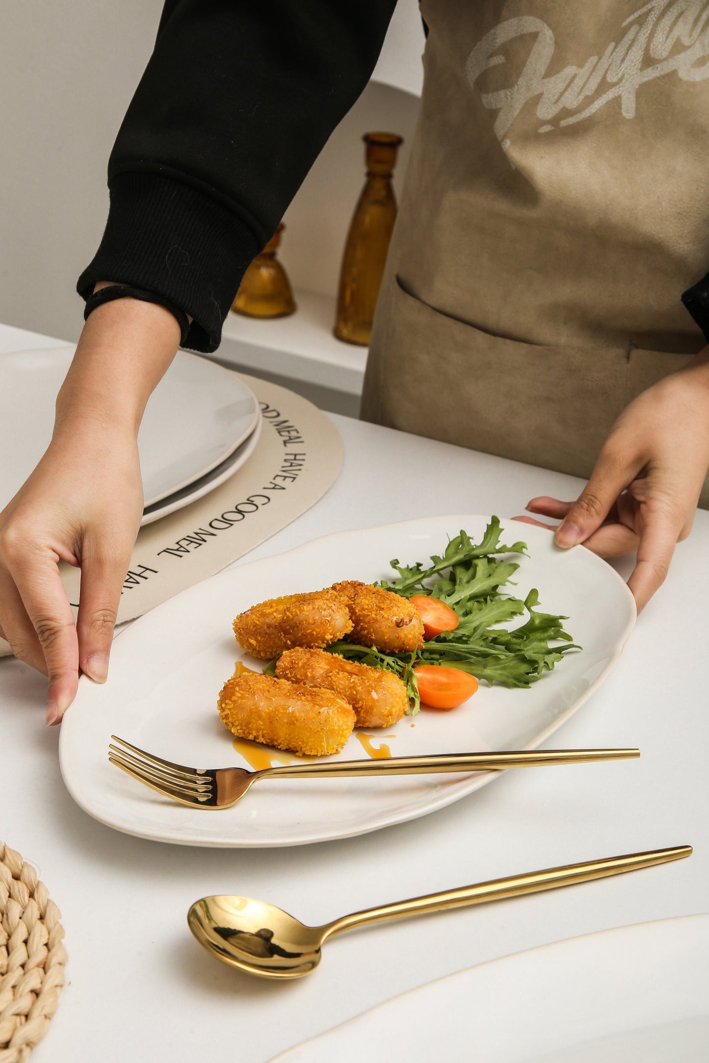 Conjunto de 3 Travessas de Servir em Grés – Branco Pérola