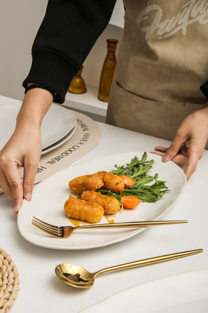 Conjunto de 3 Travessas de Servir em Grés – Branco Pérola