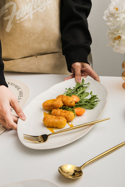 Conjunto de 3 Travessas de Servir em Grés – Branco Pérola